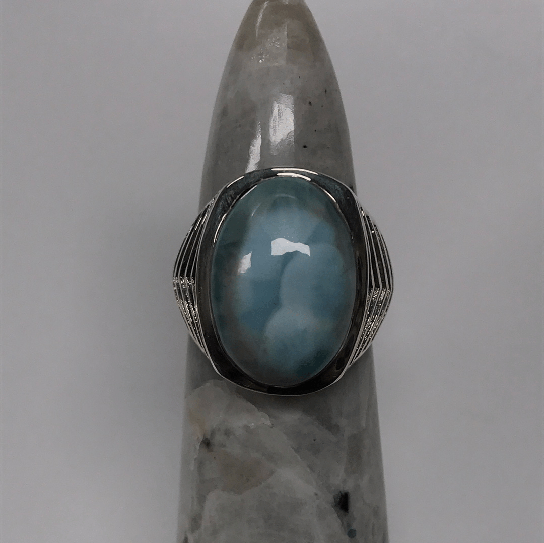 Larimar Roaring 20s Ring | Sterling Silver - Spiral Circle