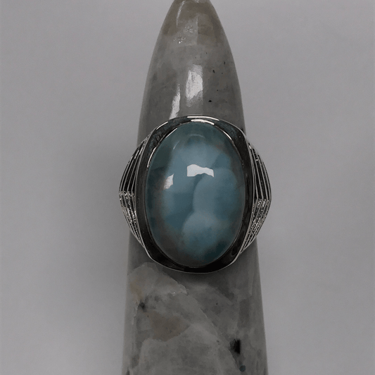 Larimar Roaring 20s Ring | Sterling Silver - Spiral Circle