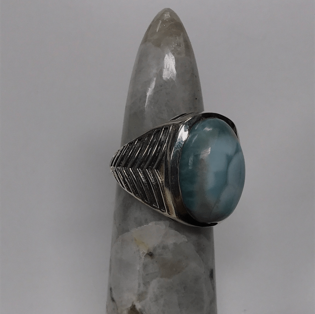 Larimar Roaring 20s Ring | Sterling Silver - Spiral Circle