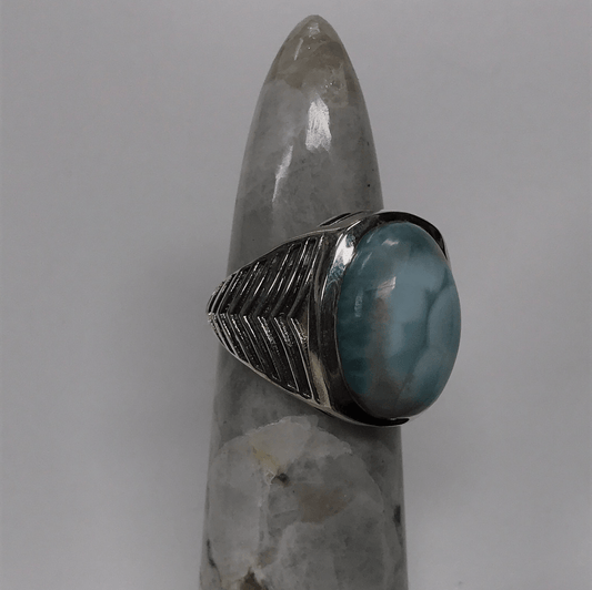 Larimar Roaring 20s Ring | Sterling Silver - Spiral Circle