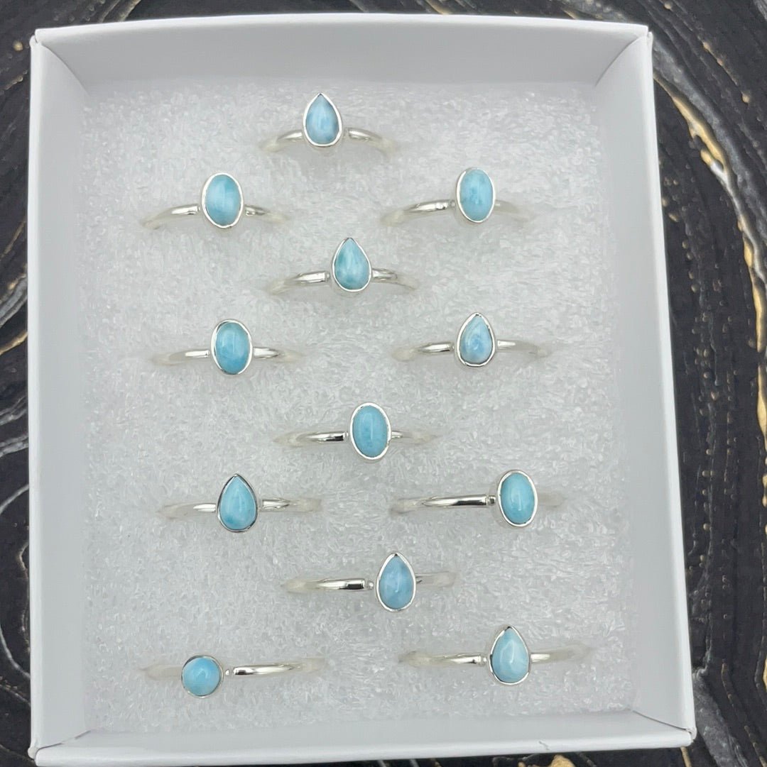 Larimar Simple Ring | Sterling Silver - Spiral Circle