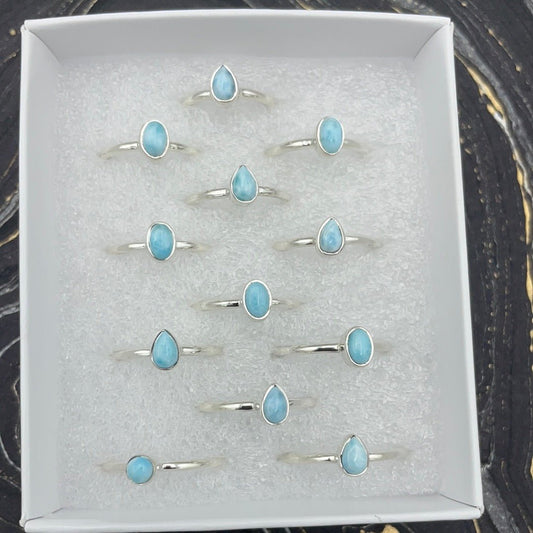 Larimar Simple Ring | Sterling Silver - Spiral Circle