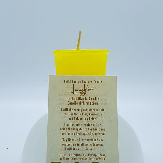Laughter | Yellow | Votive Intention Candle | Reiki Charged - Spiral Circle