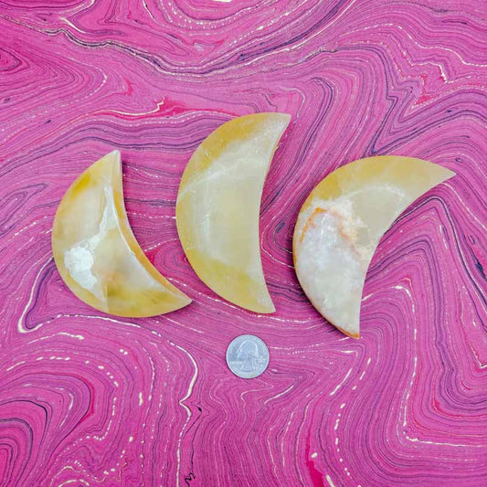 Lemon Calcite Moon - Spiral Circle