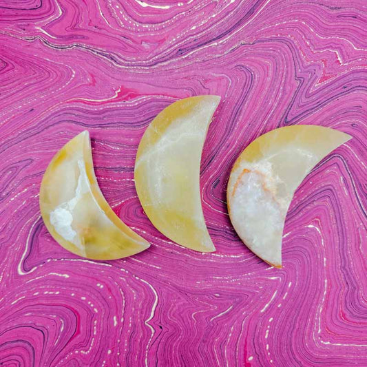 Lemon Calcite Moon - Spiral Circle