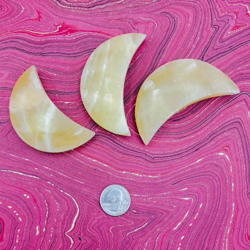 Lemon Calcite Moon - Spiral Circle