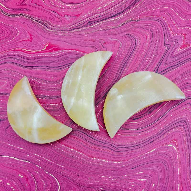 Lemon Calcite Moon - Spiral Circle