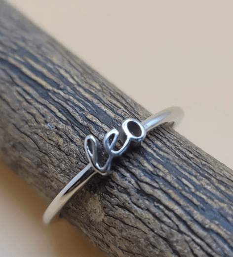 Leo | Zodiac Cursive Ring | Brass & Sterling Silver - Spiral Circle