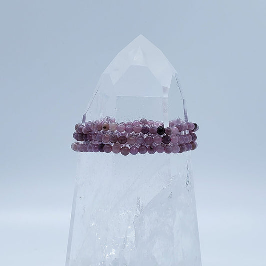 Lepidolite | Acceptance | Stone Beaded Bracelet | 4mm - Spiral Circle