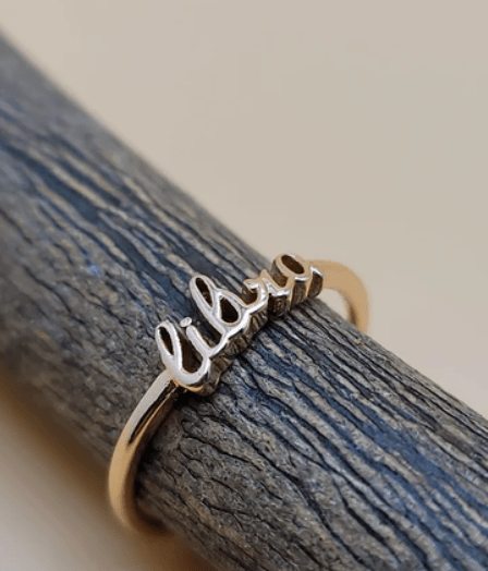 Libra | Zodiac Cursive Ring | Brass & 18k Gold Plated - Spiral Circle