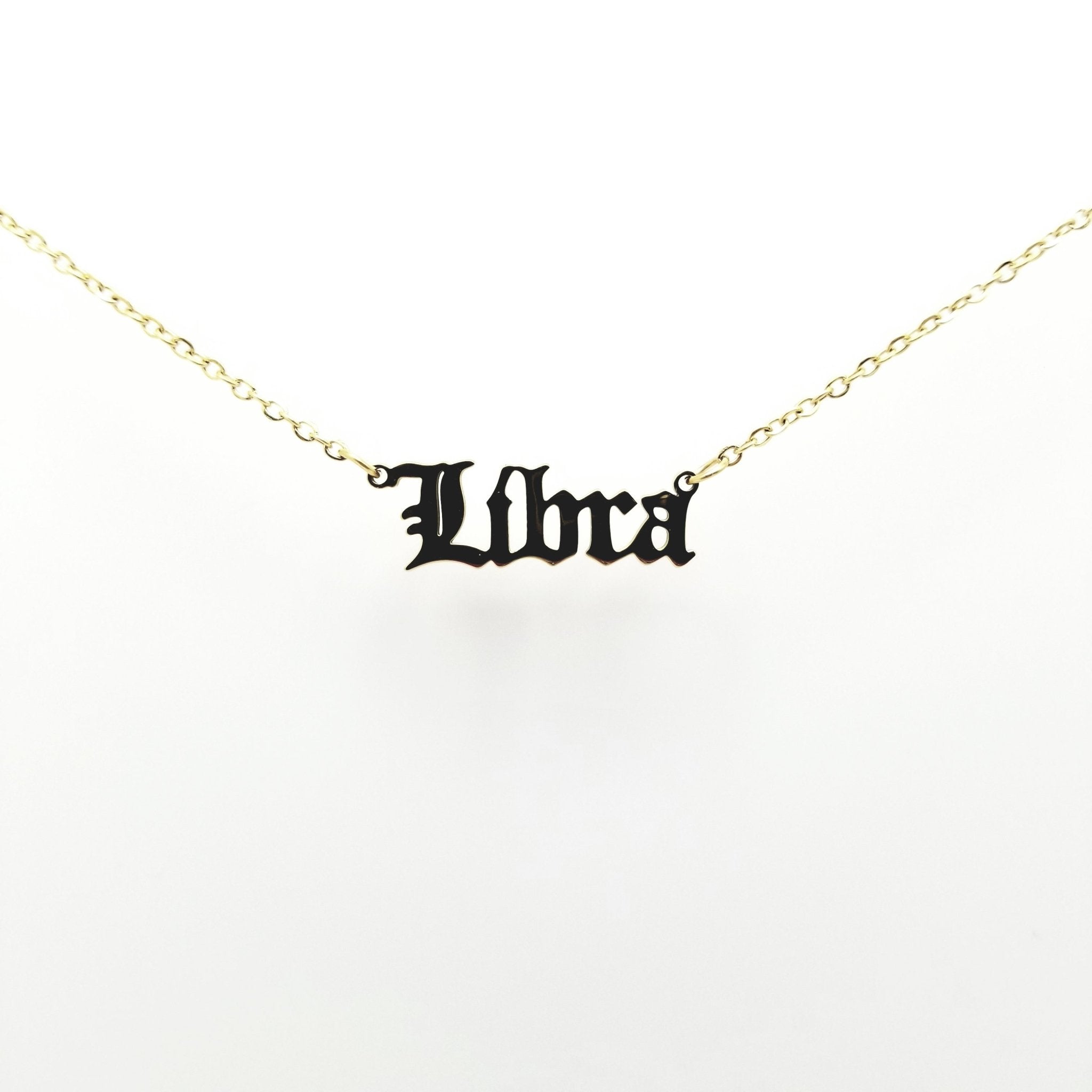 Libra Zodiac Name Necklaces| 18k Gold Plated - Spiral Circle
