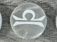 Libra Zodiac Selenite Disc | 1.5” - Spiral Circle