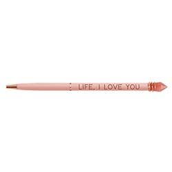 Life, I Love You Crystal Pen | Strawberry Quartz - Spiral Circle