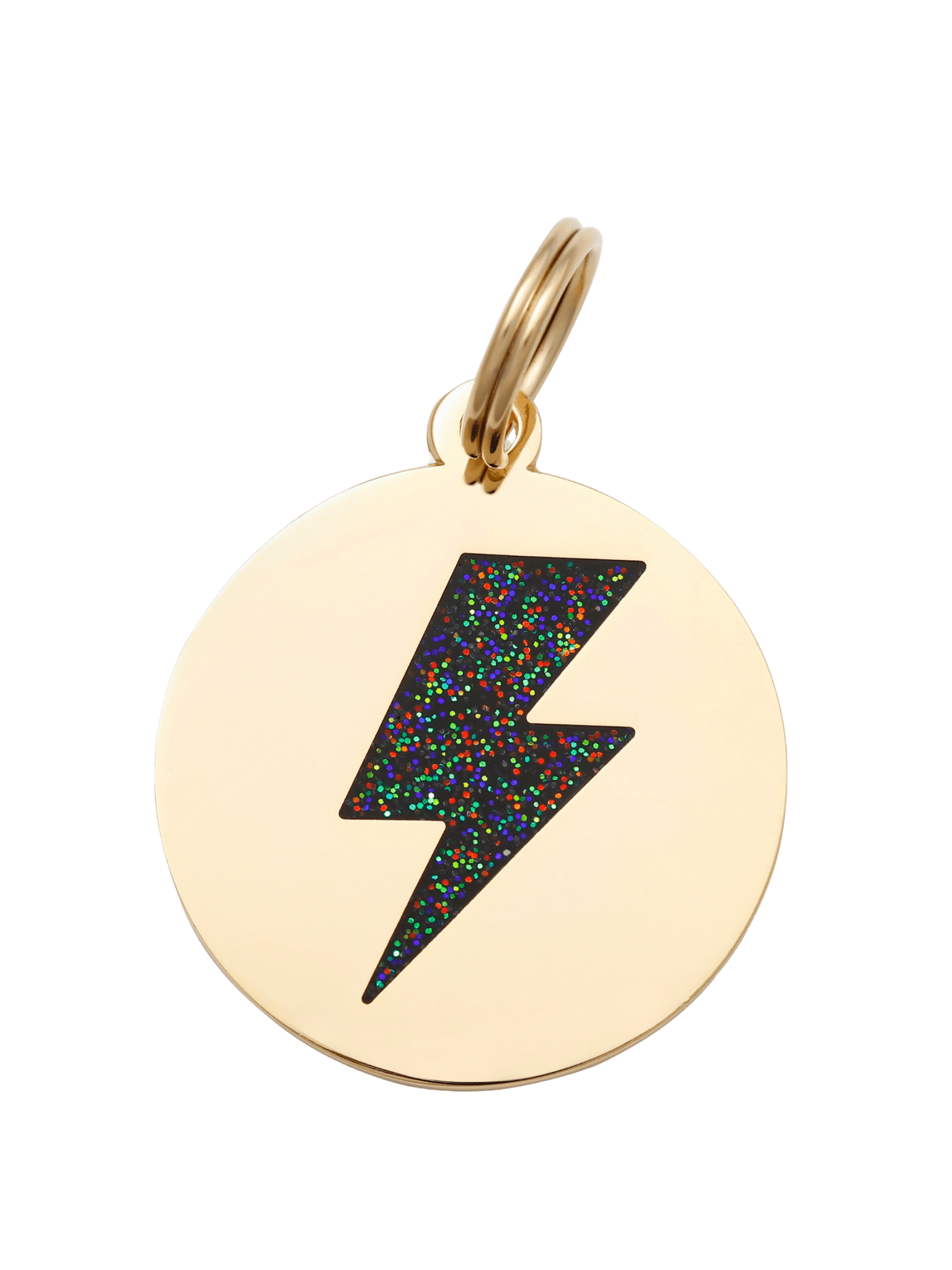 Lightning Bolt Pet ID Tag | Black & Gold - Spiral Circle