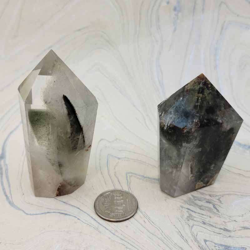 Lodolite Black Phantom Quartz Chunk - Spiral Circle