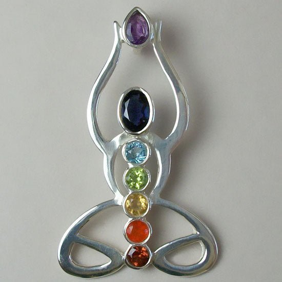Lotus Yoga Pose Chakra Pendant | Sterling Silver - Spiral Circle