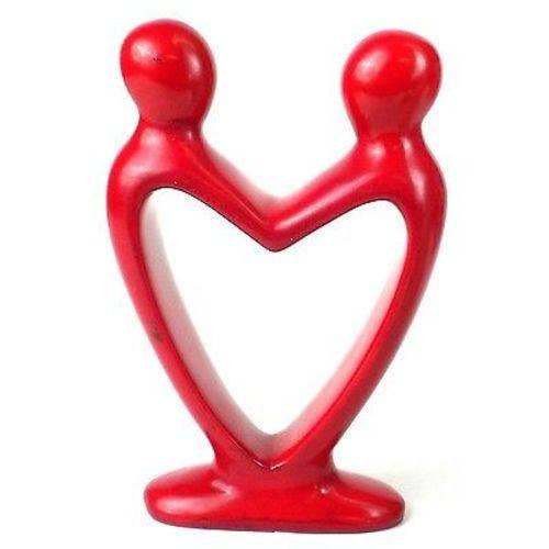 Lover's Heart Soapstone Sculptures - Red Finish: 4