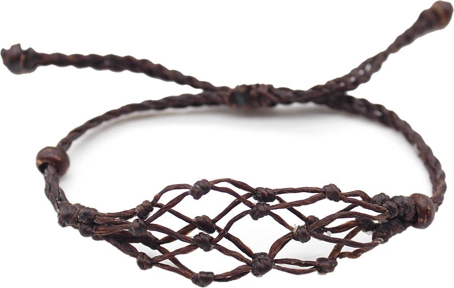 Macramé Cage Bracelet Without Stone | Brown - Spiral Circle