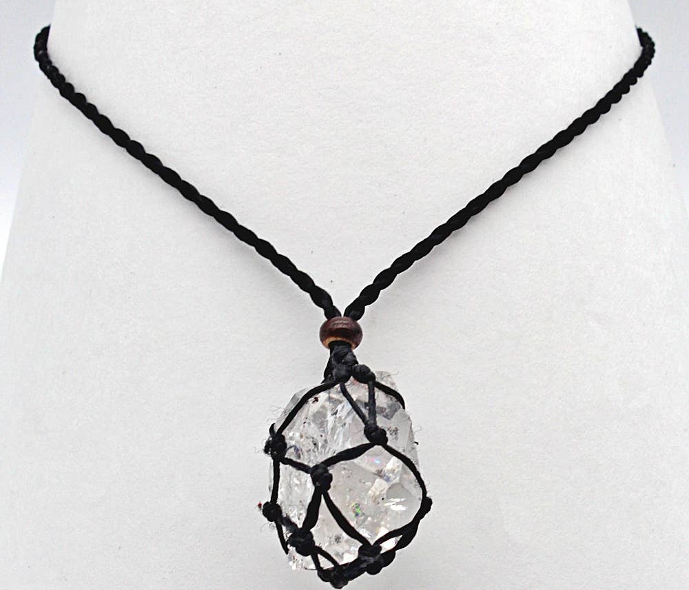Macramé Cage Necklace Without Stone | Black - Spiral Circle