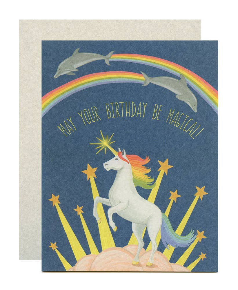 Magical Unicorn Birthday Card - Spiral Circle