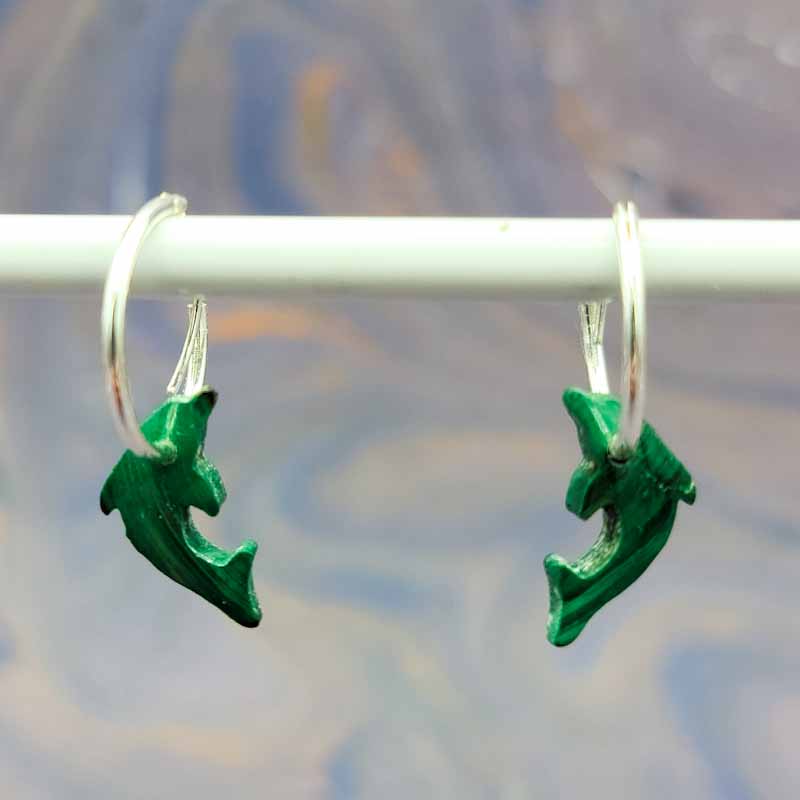 Malachite Dolphin Earrings | Sterling Silver - Spiral Circle