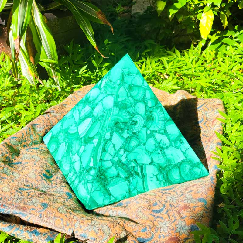 Malachite Polished Pyramid | Statement Piece | 12x12