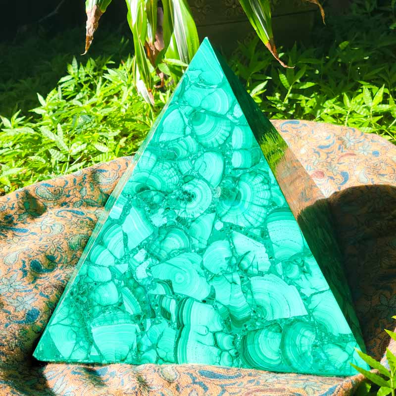 Malachite Polished Pyramid | Statement Piece | 12x12