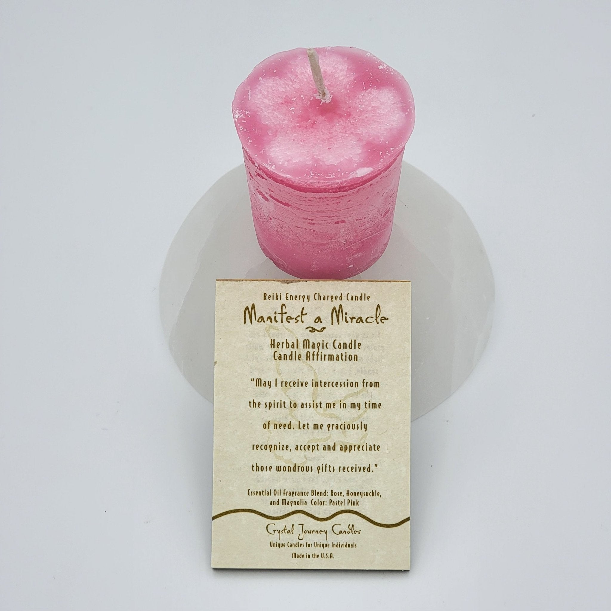 Manifest a Miracle | Pastel Pink | Votive Intention Candle | Reiki Charged - Spiral Circle