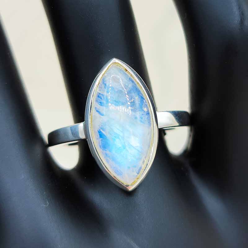 Marquee Moonstone Ring | Sterling Silver - Spiral Circle