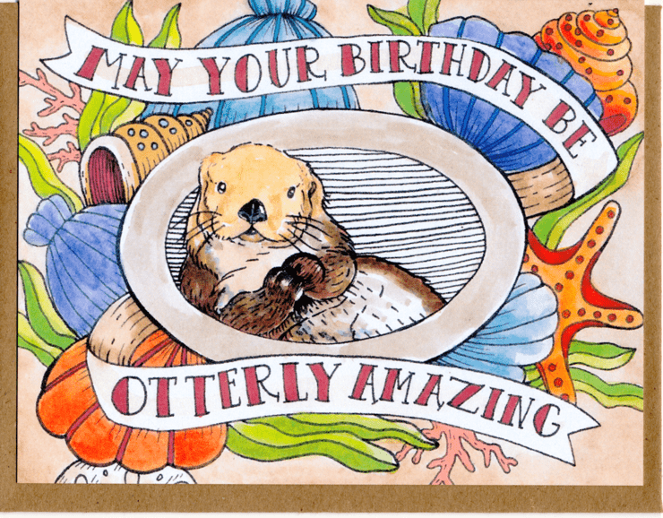 May Your Birthday Be Otterly Amazing Card - Spiral Circle