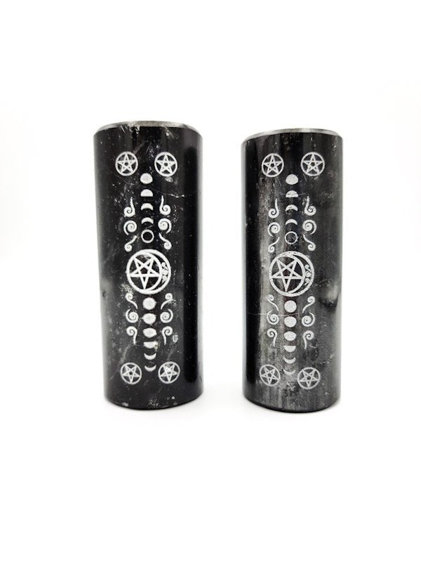 Meditation Charger Cylinders Set of Two | Black Tourmaline - Spiral Circle