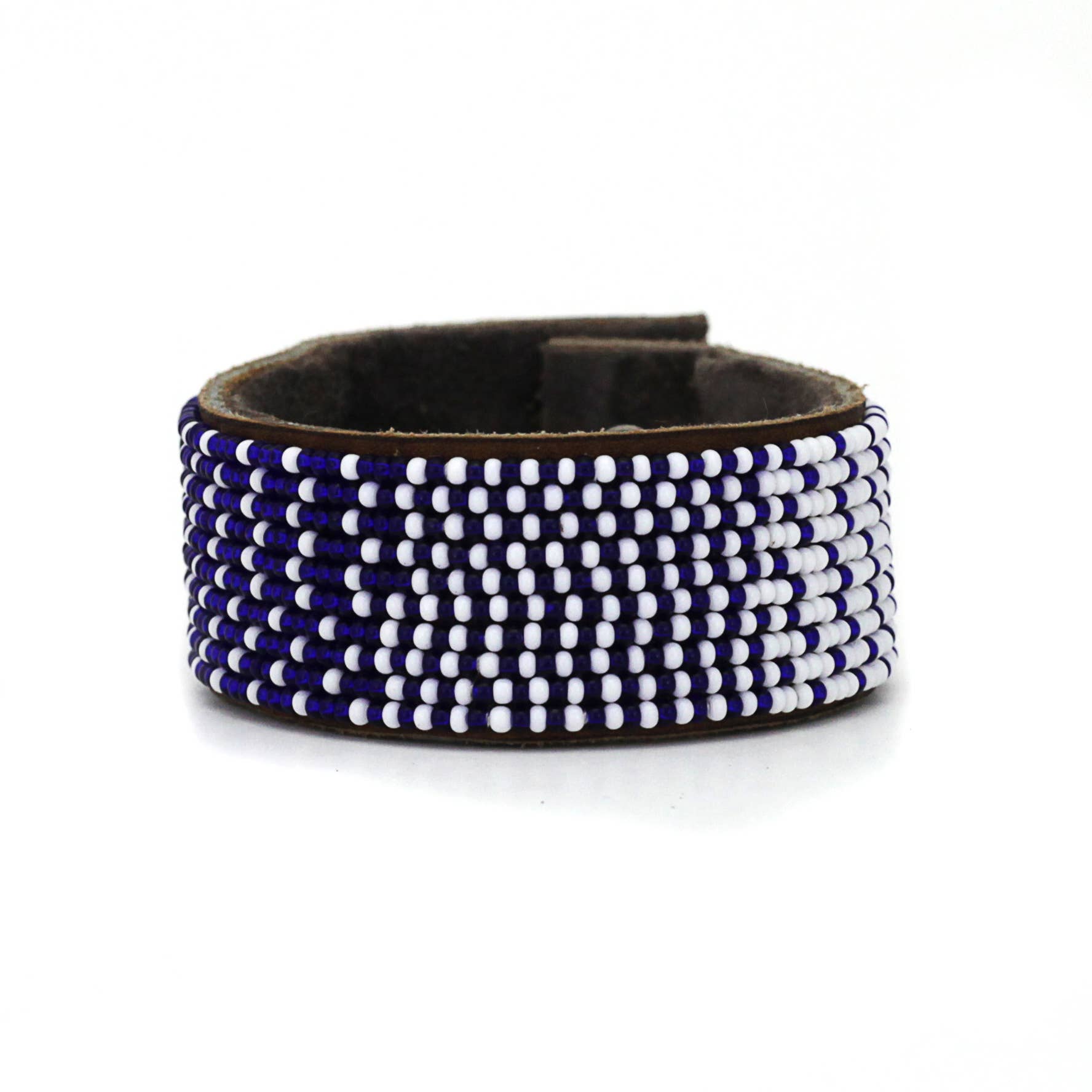 Medium Dark Blue and White Ombre Cuff - Spiral Circle