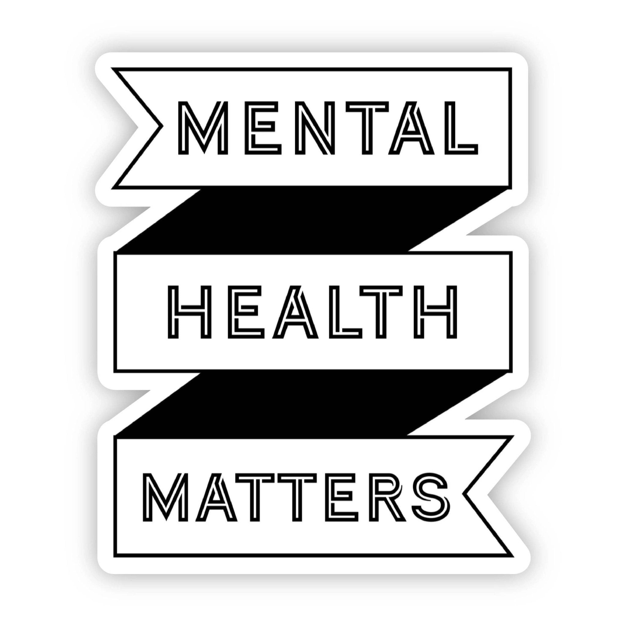 Mental Health Matters Black Banner Sticker - Spiral Circle