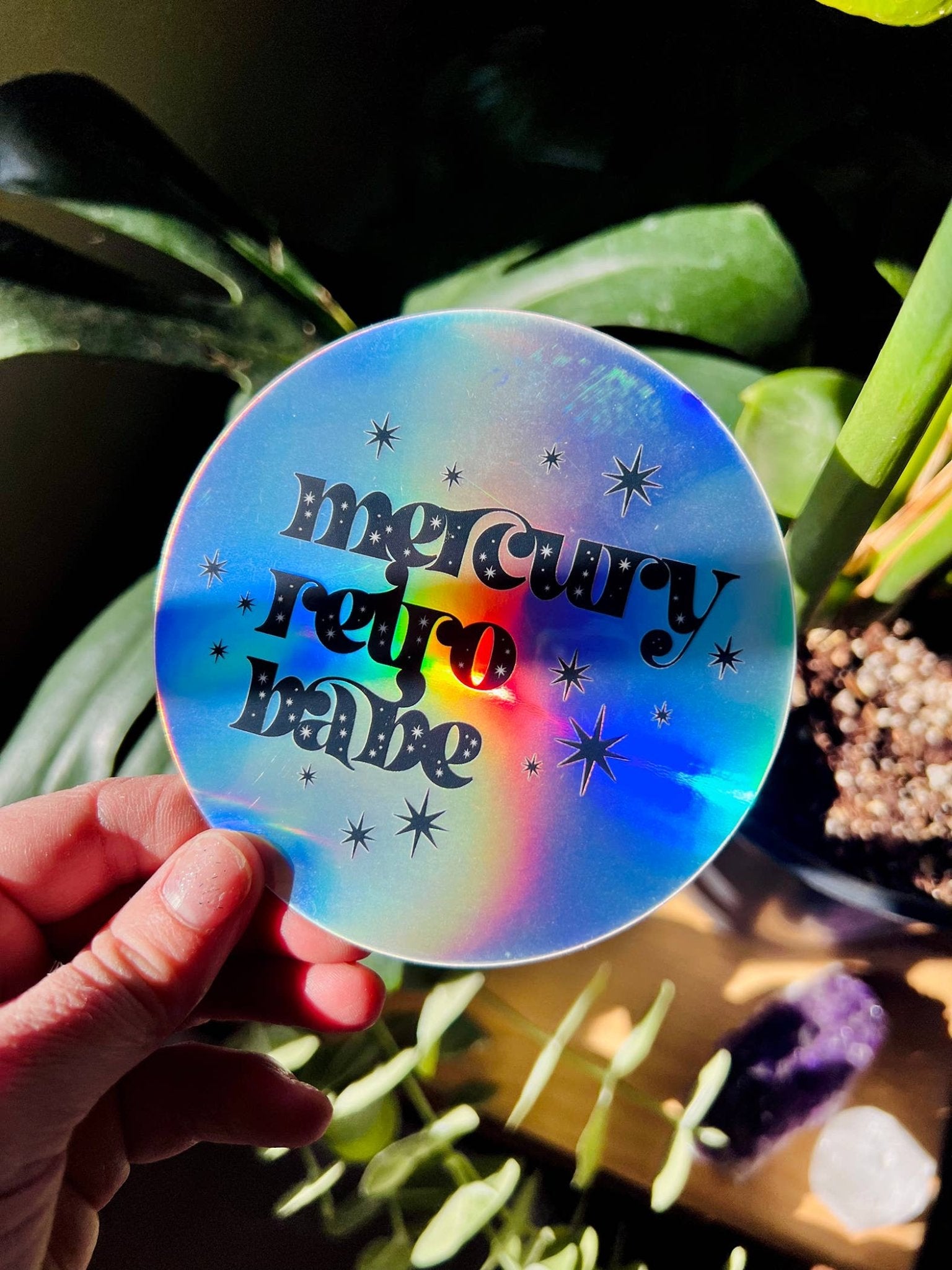 Mercury Retro Babe Holographic Sticker - Spiral Circle
