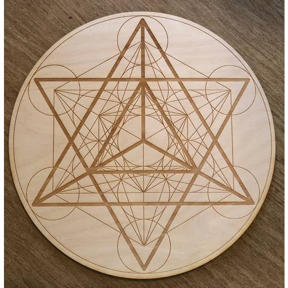 Merkaba Metatron's Cube Crystal Grid | 6" - Spiral Circle
