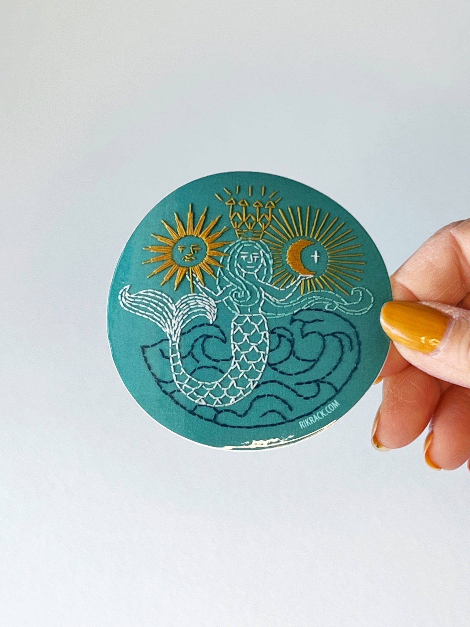 Mermaid  3" vinyl circle sticker - Spiral Circle