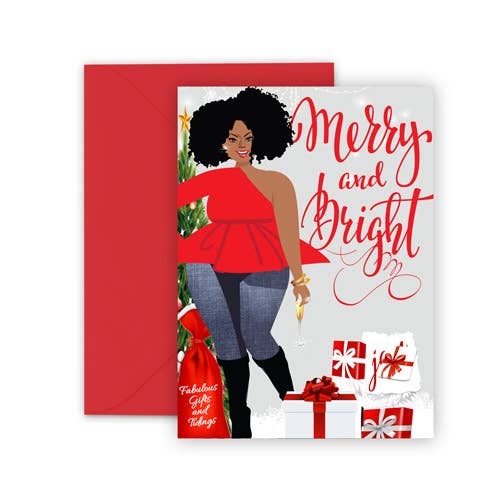 Merry And Bright Card | Holiday Card - Spiral Circle
