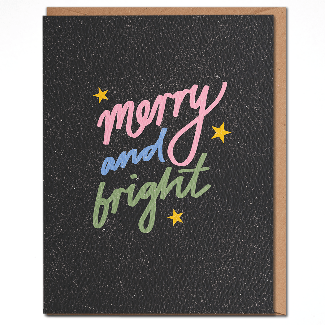 Merry and Bright Holiday card - Spiral Circle