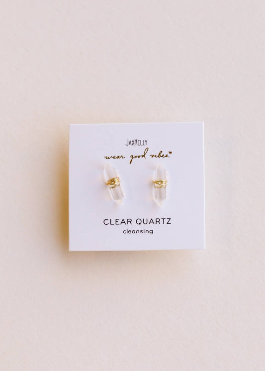 Mineral Point - Clear Quartz - Earring - Spiral Circle