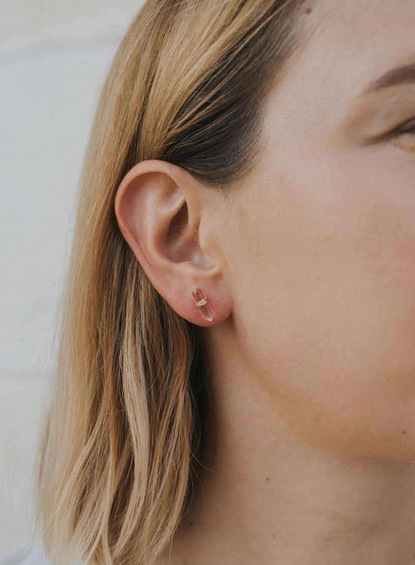 Mineral Point - Clear Quartz - Earring - Spiral Circle