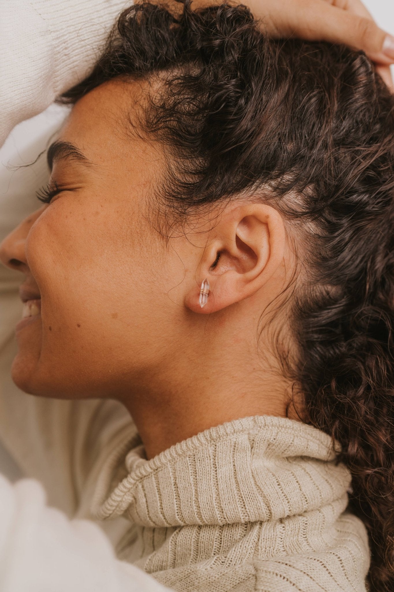 Mineral Point - Clear Quartz - Earring - Spiral Circle