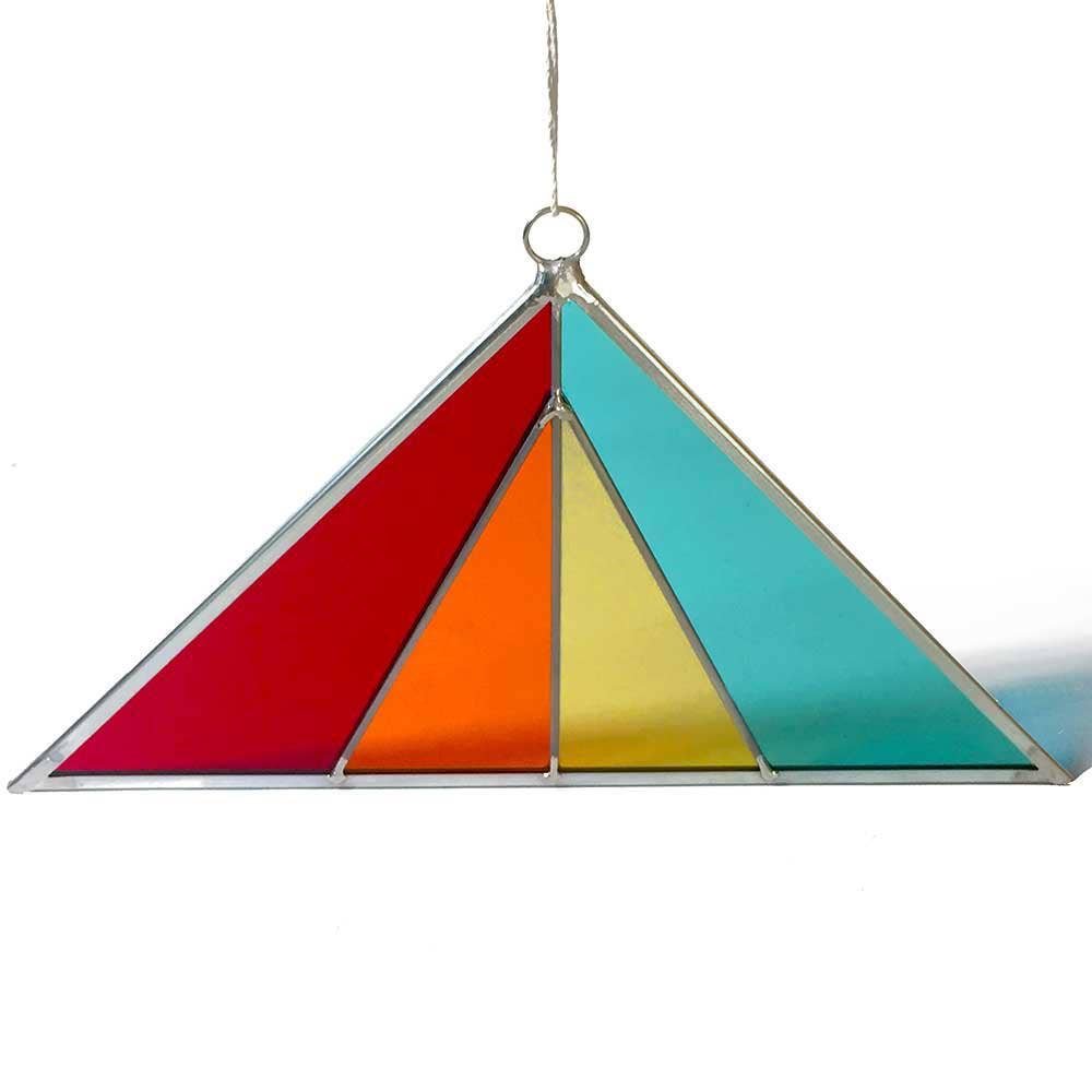 Modern Triangle Stained Glass Suncatcher - Spiral Circle