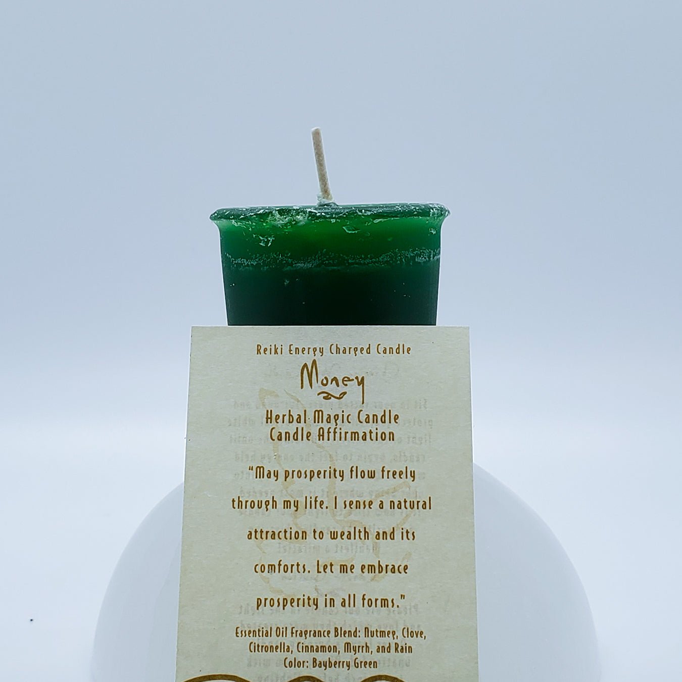 Money | Bayberry Green | Votive Intention Candle | Reiki Charged - Spiral Circle