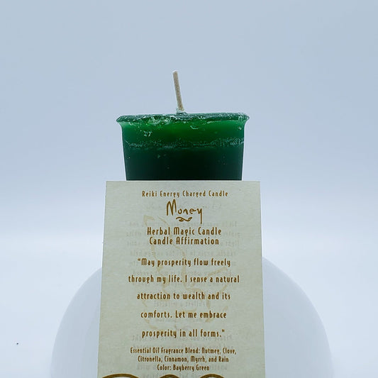 Money | Bayberry Green | Votive Intention Candle | Reiki Charged - Spiral Circle
