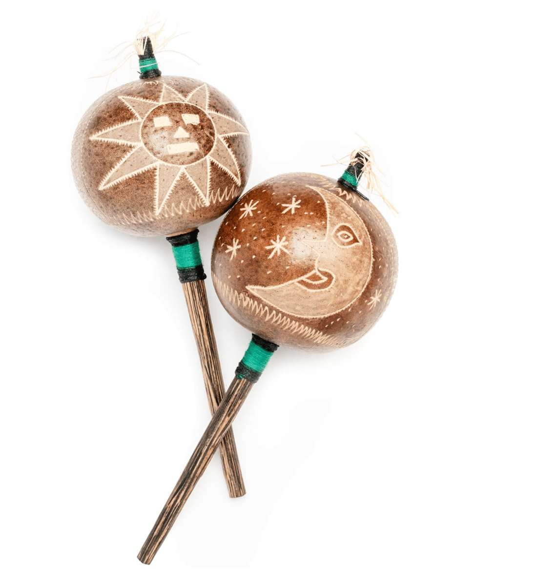 Moon and Sun | Peruvian Amazon Gourd Rattle - Spiral Circle