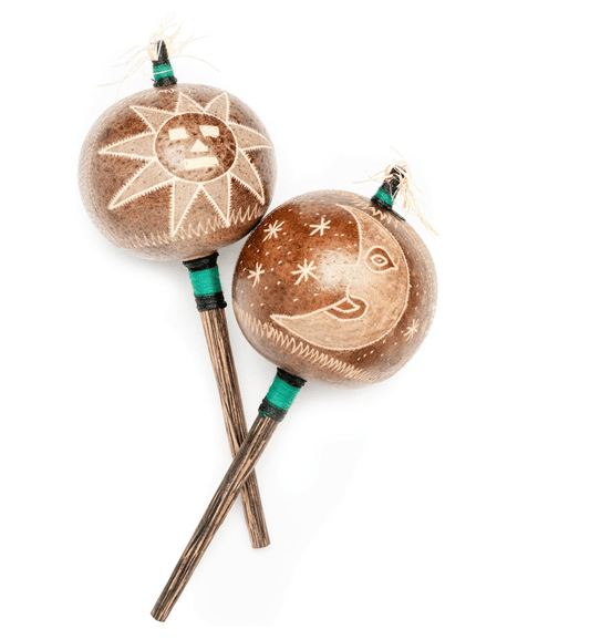 Moon and Sun | Peruvian Amazon Gourd Rattle - Spiral Circle
