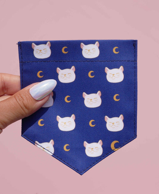 Moon Cat Iron-On Pocket - Spiral Circle