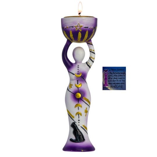 Moon Goddess | Polyresin T-Light Holder - Spiral Circle