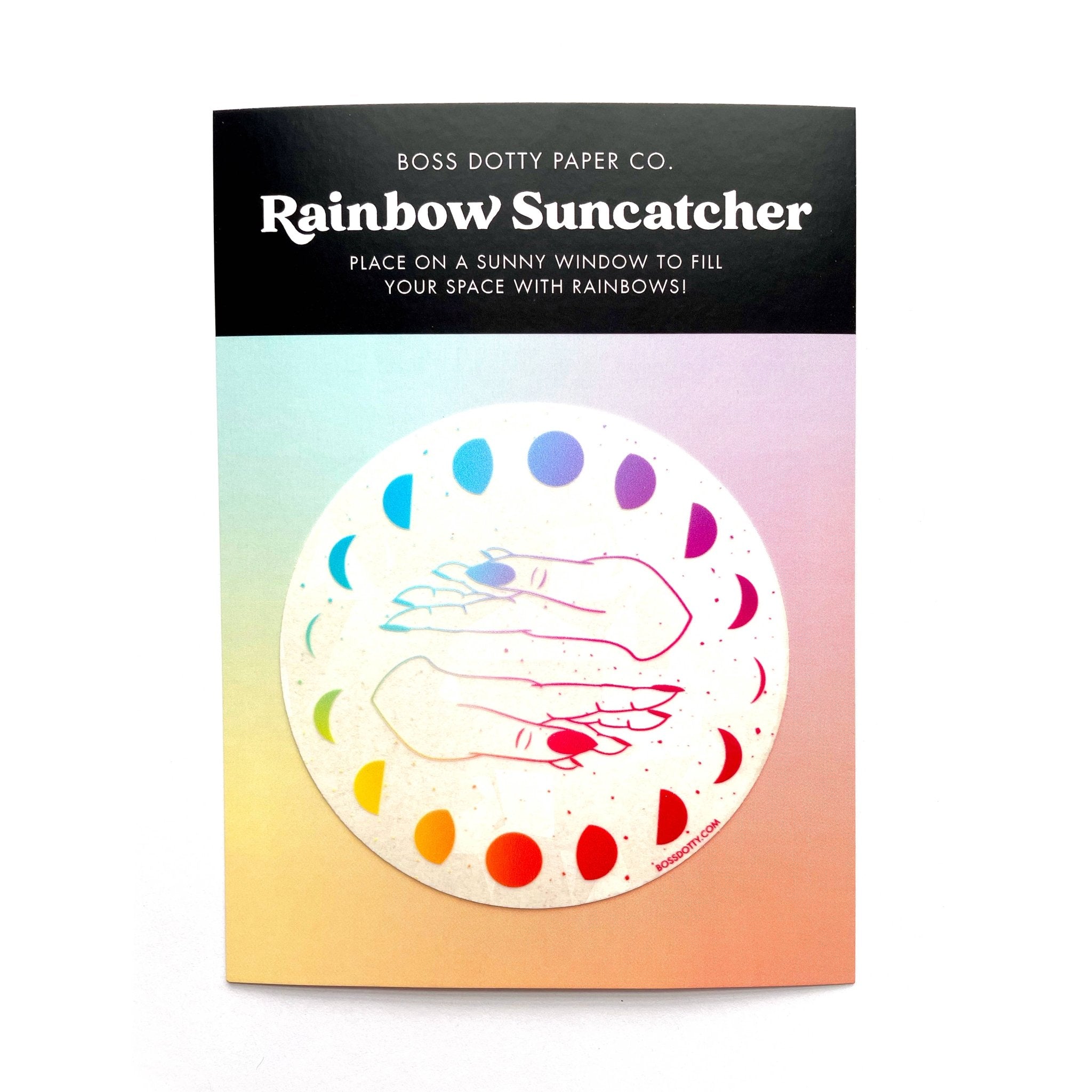 Moon Phases Rainbow Suncatcher - Spiral Circle