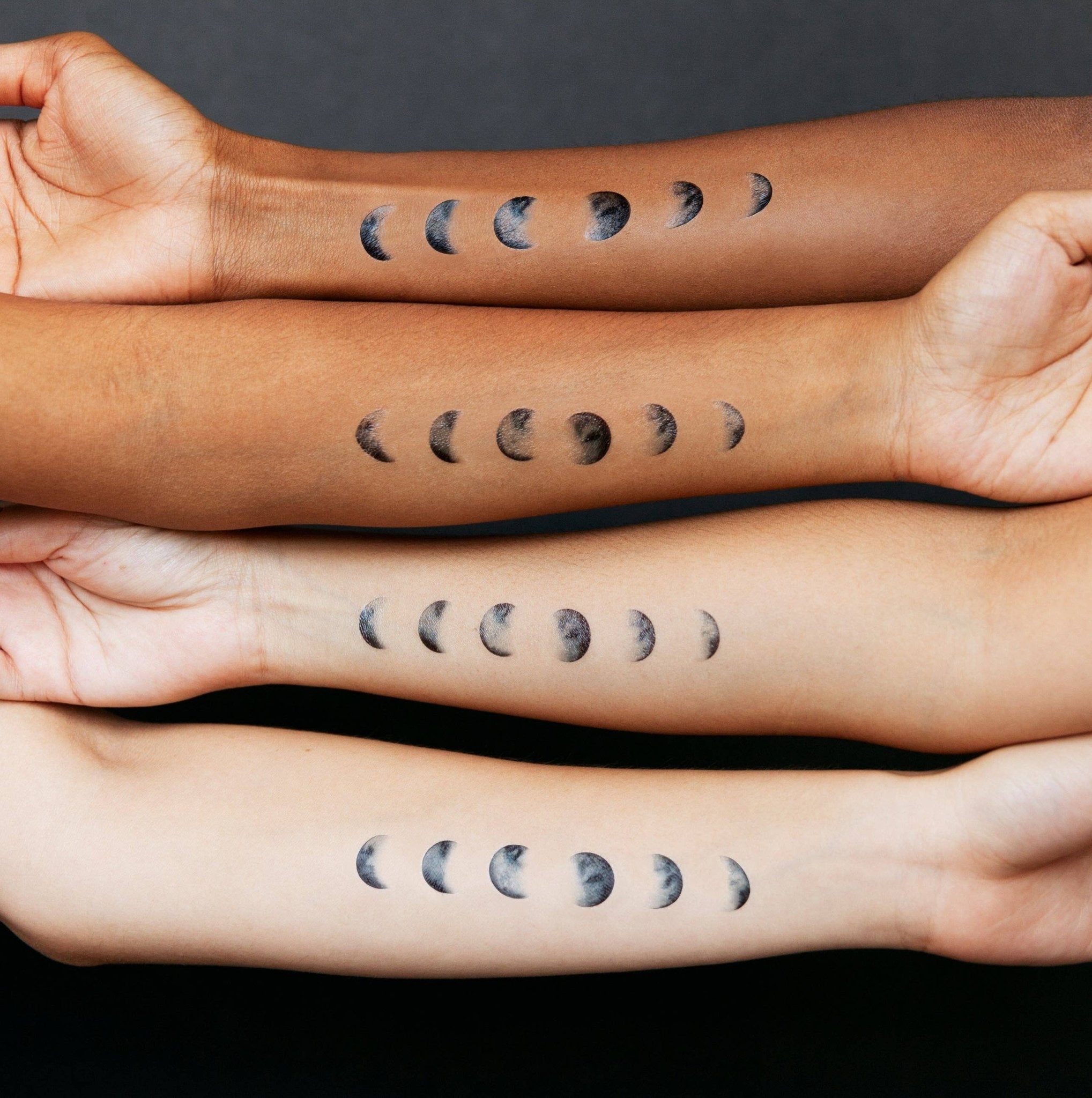 Moon Phases Tattoo Pair - Spiral Circle